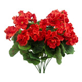 Geranios Rojos Artificiales Para Decoración Floral Del Hogar