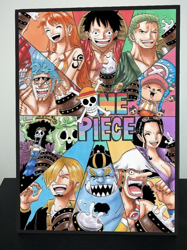 Cuadro Anime One Piece Nakamas 31x43 Madera