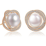 Aretes De Perlas Reales Para Mujeres Y Niñas, Aretes De Plat