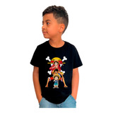 Camiseta Infantil One Piece Monkey D. Luffy Fases Anime 