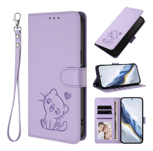 Funda De Teléfono Zte Con Ranura Para Tarjetas, Cartera, Color Morado Claro Fh4