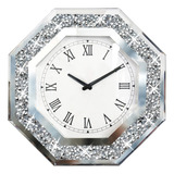 Xihacty Reloj De Pared, Reloj De Cristal Con Espejo Octgono,