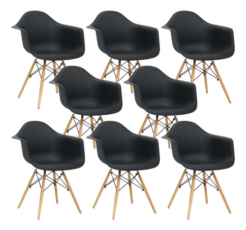 Sillón De Comedor Diseño Eames Color Negro - Sillón Eames X8