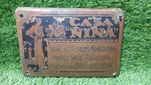Antiguo Cartel De Bronce Casa Nina 
