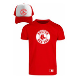 Kit Playera + Gorra Sublimada Mod Mlb Boston Red Sox