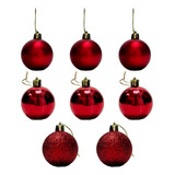 Set X8 Bolas Navideñas Decorativas 5cm Colgantes Blíster 