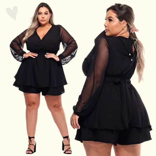 Macaquinho Plus Size Feminino Curto Soltinho Envio 24 Horas 