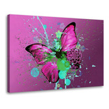 Quadro Grande Decorativo Borboleta Rosa Para Quarto Casal