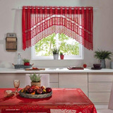 Cortina Cascata 3x1 Toalha Mesa 4l Quadrada Vermelho Renda