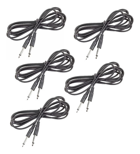 Pack X 5 Un. Cable Plug 6.5mm 1/4 Mono 2 Metros Instrumentos