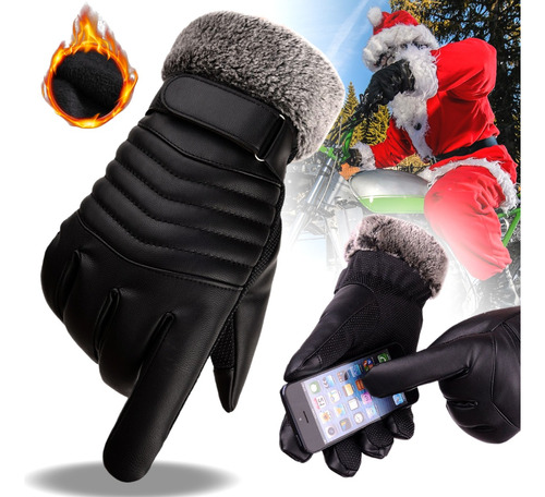 Guantes De Cuero Térmicos Impermeables Frio Para Moto Bici