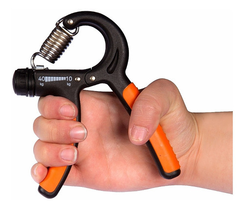 Hand Grip Com Ajuste Intensidade Fortalecimento Mãos Fitness Cor Preto Com Laranja