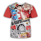 Camiseta De Manga Corta Estampado Digital One Piece Luffy