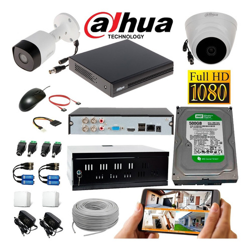 Camaras Seguridad Kit 4 Dahua 1080 + 2 Cámaras 1080p + D.d 