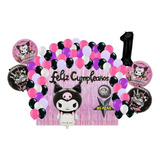 Kit Decoracion Fiesta Cumpleaños Globos Metalicos Kuromi 80p