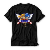 Camiseta Sonic Filme 2 Logo Megadrive Logo Tails Sonic Sega