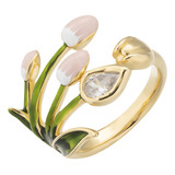 Anillo Abierto Tulipán Con Flor Que Gotea Aceite For Mujer