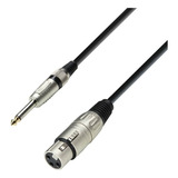 Cable Microfono Xlr Hembra Plug Mono Adam Hall K3mfp0600 Color Negro