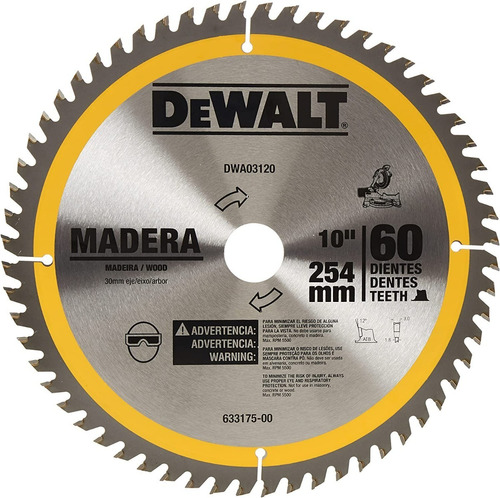 Disco Sierra Para Madera 10puLG.  60 Dientes Dewalt Dwa03120