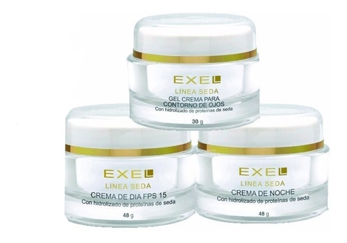 Kit Exel Facial Seda Crema Dia Noche Contorno De Ojos Locion