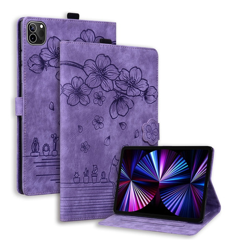 Funda Sakura Cat Morada Para iPad Pro 11 2022/air 10.9 2022