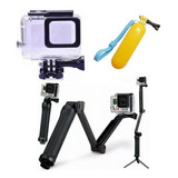 Kit P Gopro Hero 5 Hero 6 Hero 7 Tripé 3 Way Caixa Estanque