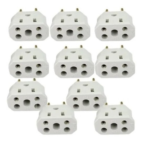 Kit 10 Plug Adaptador De Tomada Bob Esponja 10a/20a 3/2pinos