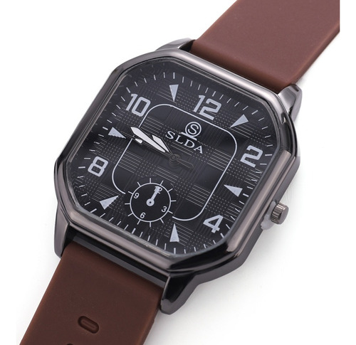 Reloj Cuadrado De Hombre - Negro, Casual Y Elegante