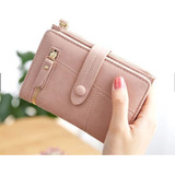 Cartera Plegable De Cuero Pu Para Mujer Multifuncional