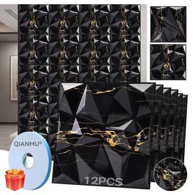 Qianmu 12 Piezas Paneles Decorativos 3d Para Pared, 12pzs Panel Decorativo 3d Impermeable Resistente Al Fuego Para Decoración, Oficina, Dormitorio, Vestíbulo,30x30cm mármol Negro Dorado-d0 | MercadoLibre