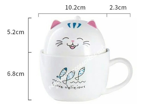 Taza Doble Gato Taza Gatito Con Tapa Kawaii Cat Minino