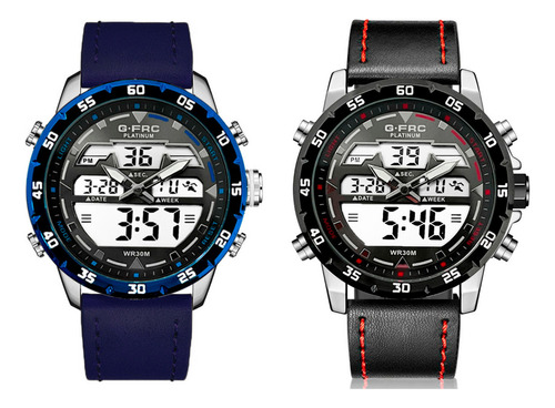 Reloj G-force Original Al161c Digital Cuero Hombre + Estuche