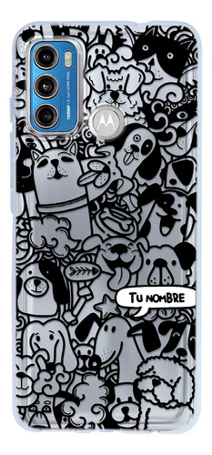 Funda Para Motorola Perritos Mascota Patrón Comic Nombre