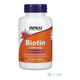 Biotina 5 Mg 5000mcg 120cap Now Foods Importada Cabelo Forte Sabor