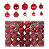 Set De 100 Esferas De Decoración Navideña De Estilo Mixto Color Rojo