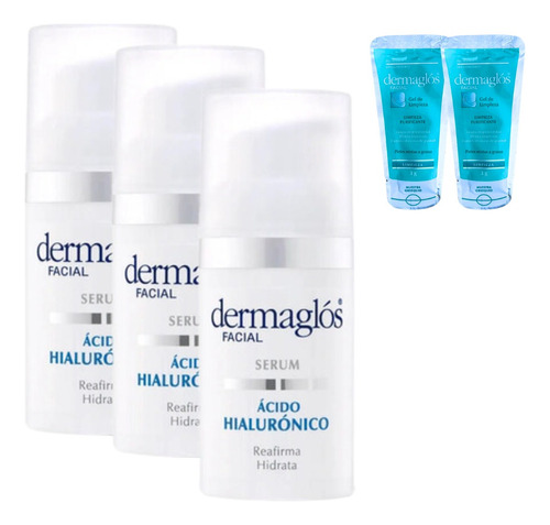 Combo X3 Dermaglos Serum Hidratante Acido Hialuronico 30 Ml