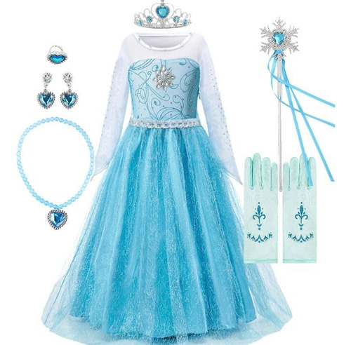 Vestido Fantasia Frozen Princesa Elsa Completa C/ Acessórios