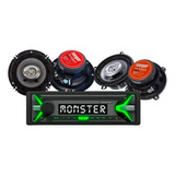 Estéreo Monster X 1100 Usb Sd Bt Rgb + Parlantes 5 Y 6