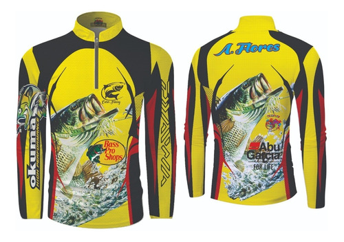 Jersey Playera Deportivo De Pesca Manga Larga Cuello Alto.