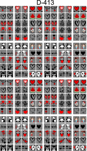 Cartelão 240 Adesivos Películas Unhas 3d Coração Românticos
