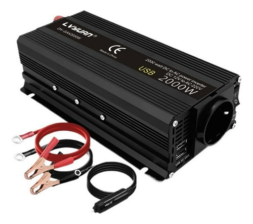 Inversor 12v/220v 1500w/2000w Con 2 Usb Y Adaptador Eu