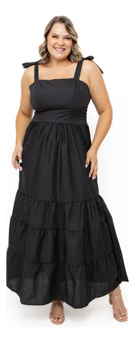 Vestido Longo Plus Size Versátil Casual Com Alça Multiuso