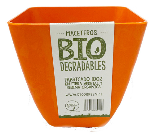 Macetero Biodegradable Bamboo Cuadrado Naranjo - Decogreen
