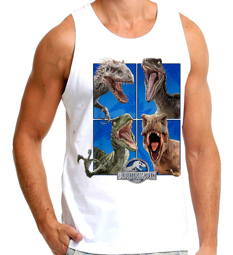 Camiseta Regata Jurassic World Dinossauro Park