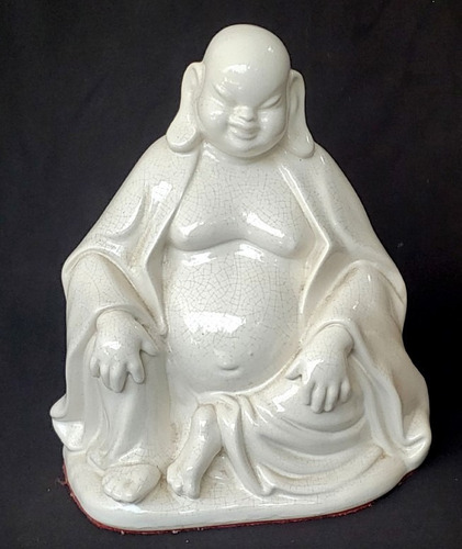 Antiga Escultura Oriental Buda Em Porcelana 6798 Rrdeco