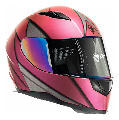 Casco Motociclista Cerrado Kov Novak Blade Rosa Cert Dot