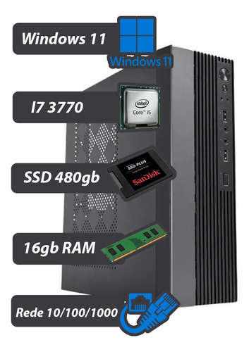 Pc Computador Micro Cpu Intel I7 3770, Ssd 480gb, 16gb Win11