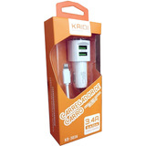 Carregador Veicular Kaidi 2 Usb 5v/3.4 Cabo Ios Kd-303a