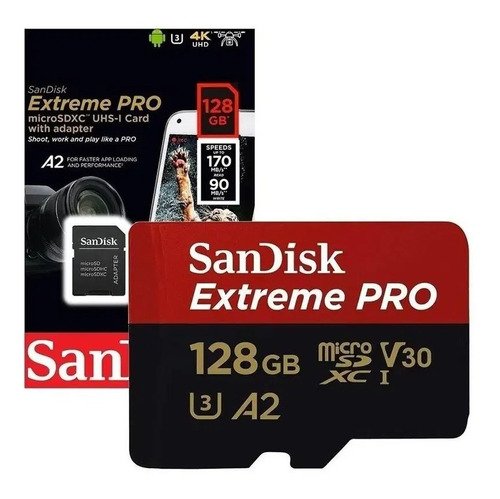 Micro Sd  Extreme Pro 4k 128gb Sandisk Sdxc Uhs 170mb