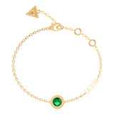 Guess Pulsera Ajustable Dorada Mujer Con Gema Verde